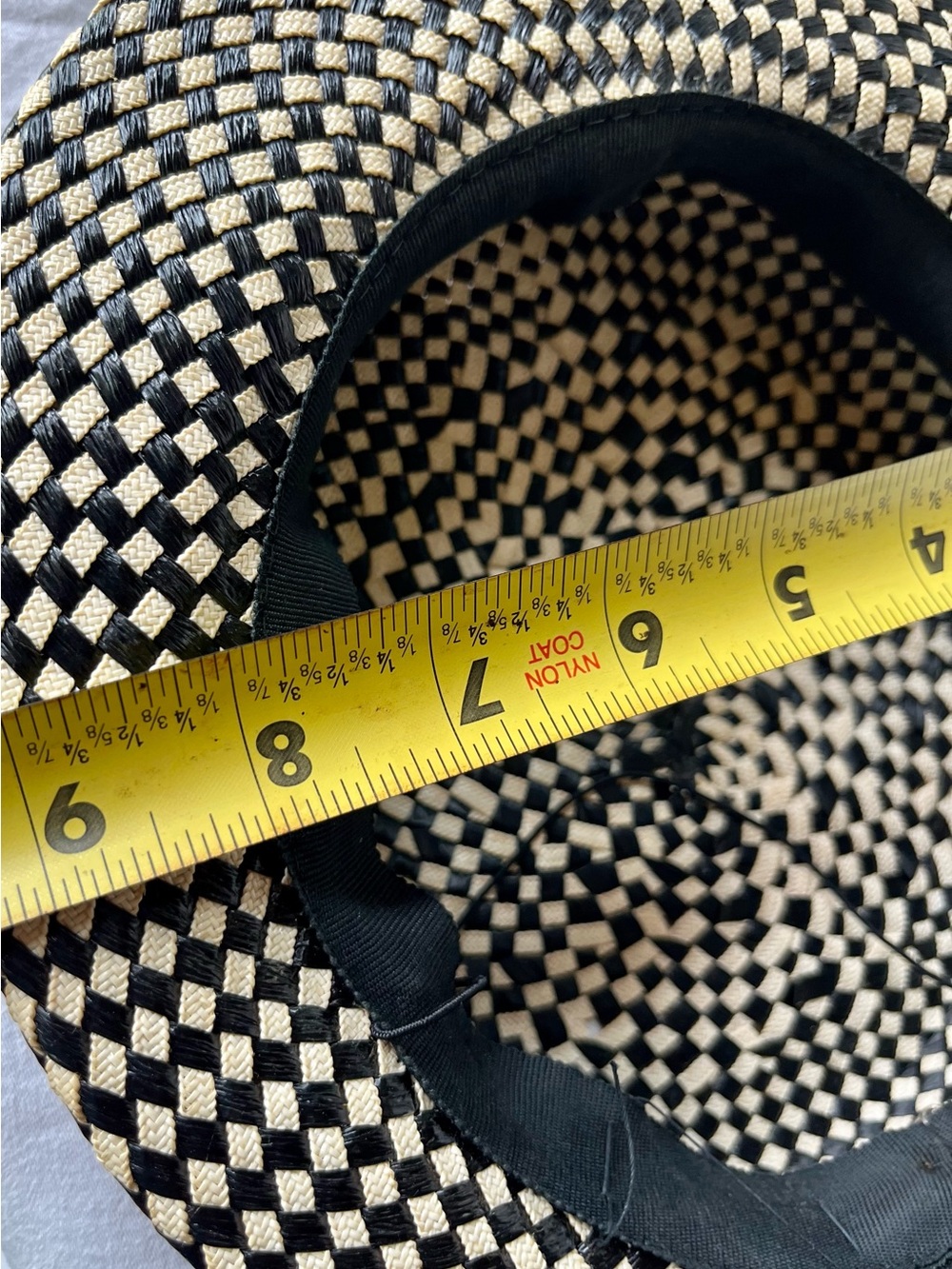 Vintage Black and Natural Woven Straw Hat - Picture 16 of 17